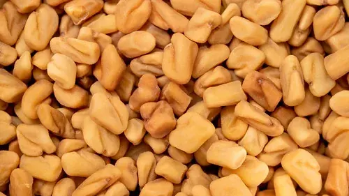 Golden-brown fenugreek seeds in a bowl